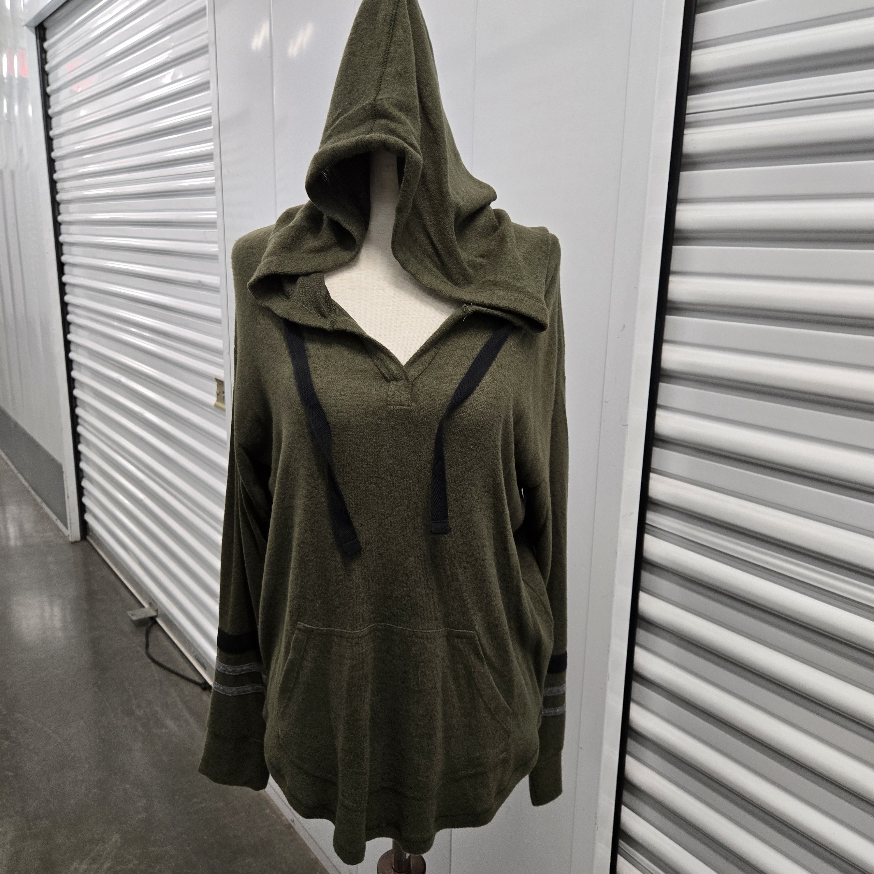 Market & Spruce Kallon Brushed Knit Hoodie Olive Green Size S Nwt